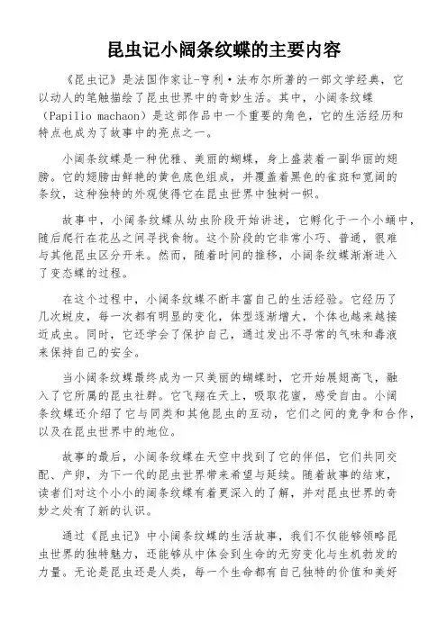 昆虫记小阔条纹蝶的主要内容