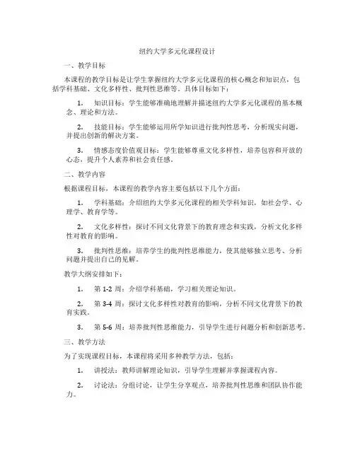 纽约大学多元化课程设计