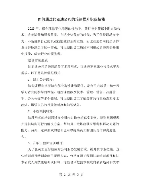 如何通过比亚迪公司的培训提升职业技能