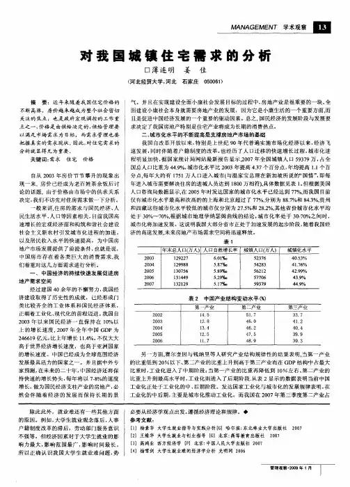 对我国城镇住宅需求的分析