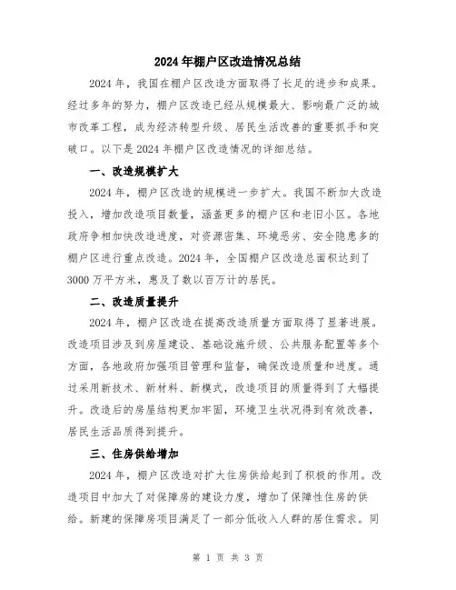 2024年棚户区改造情况总结