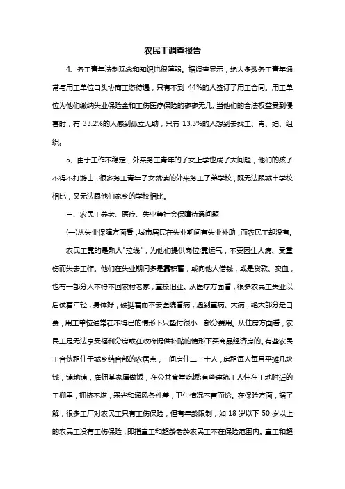 农民工调查报告