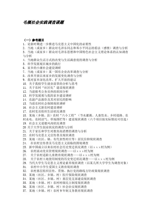 毛概社会实践调查课题