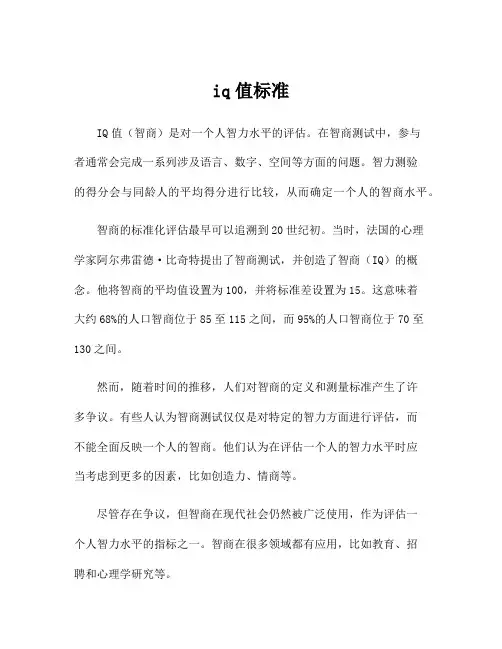 iq值标准