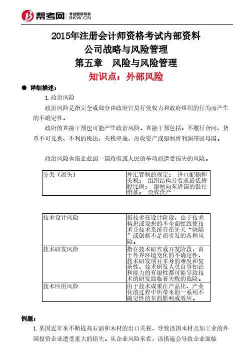 第五章 风险与风险管理-外部风险