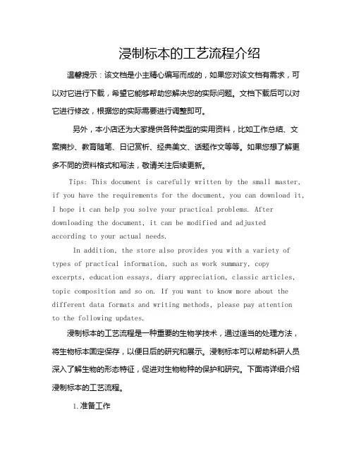 浸制标本的工艺流程介绍