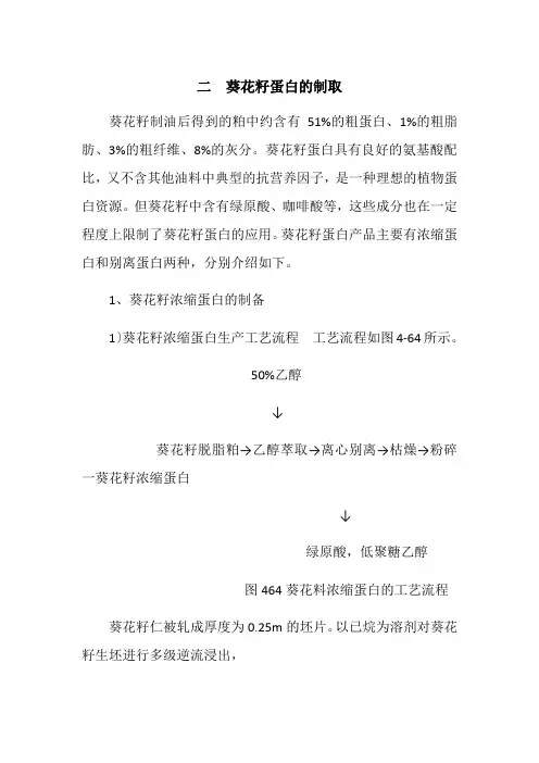 粮食工程技术《二  葵花籽蛋白的制取》
