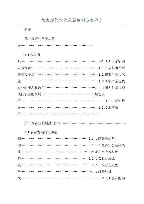 都市现代农业发展规划方案范文