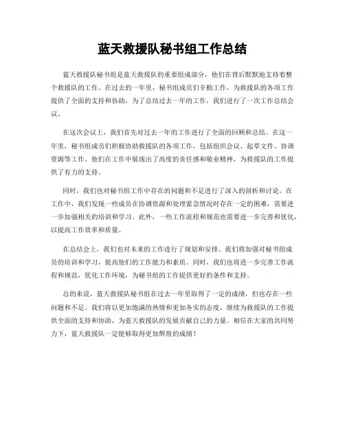 蓝天救援队秘书组工作总结