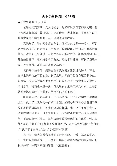 小学生暑假日记11篇