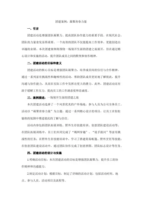 团建案例 凝聚青春力量