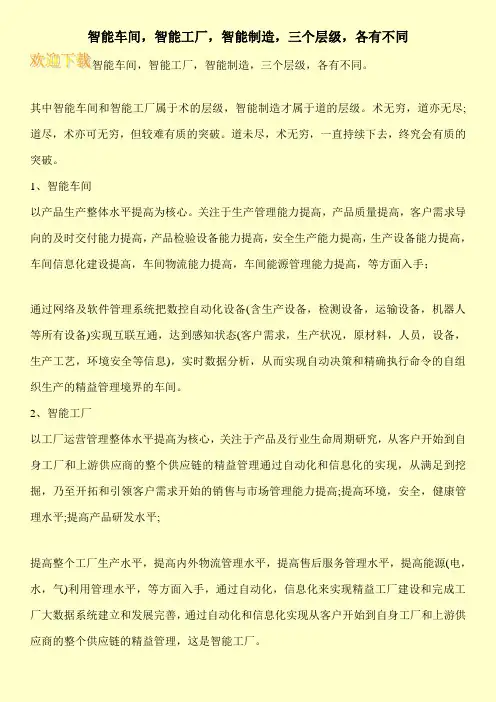 智能车间,智能工厂,智能制造,三个层级,各有不同