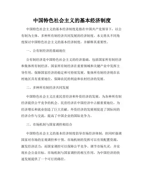 中国特色社会主义的基本经济制度