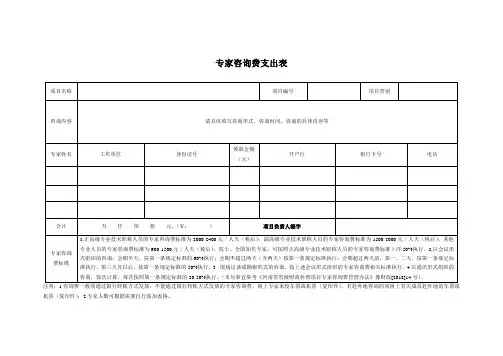专家咨询费支出表
