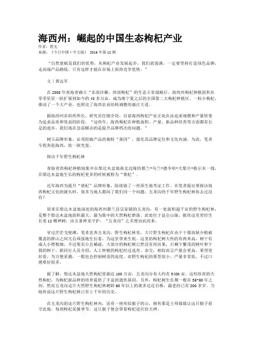 海西州：崛起的中国生态枸杞产业
