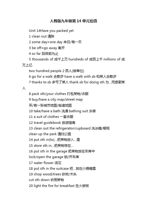 人教版九年级第14单元短语