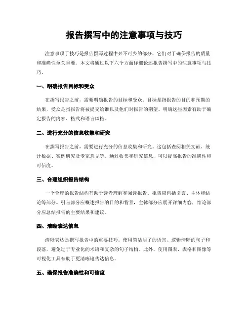 报告撰写中的注意事项与技巧