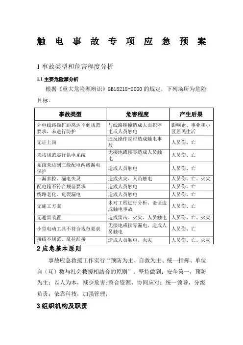 触电事故专项应急预案 4