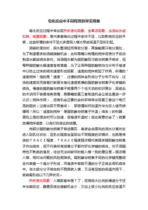 皂化反应中不同程度的常见现象