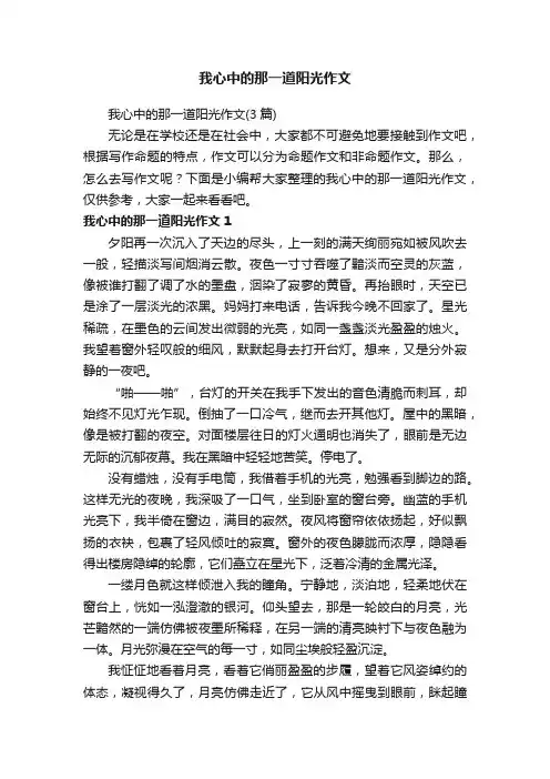 我心中的那一道阳光作文