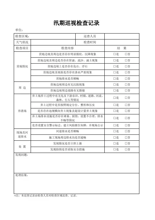 汛期巡视检查记录