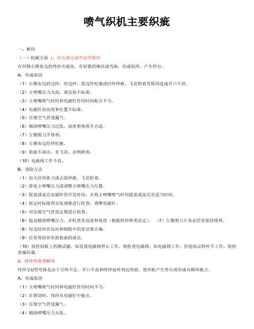 喷气织机主要织疵知识讲解