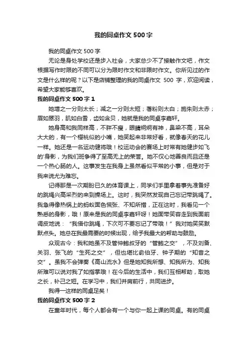 我的同桌作文500字