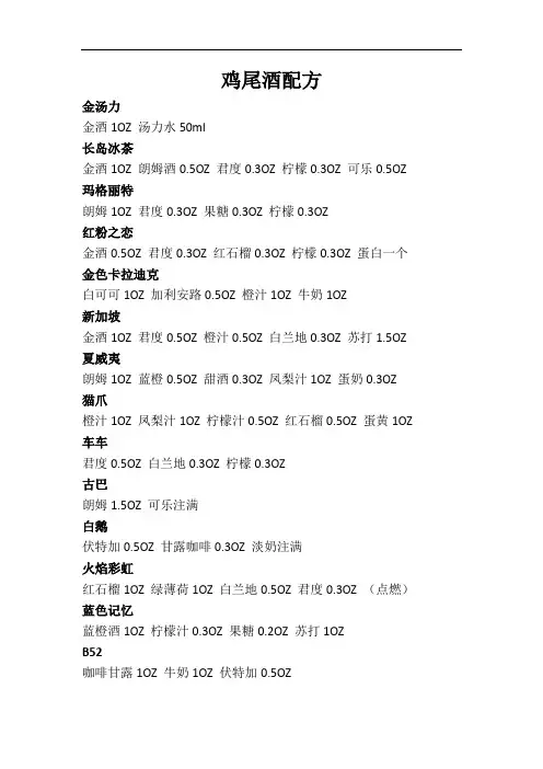 鸡尾酒配方(精品)