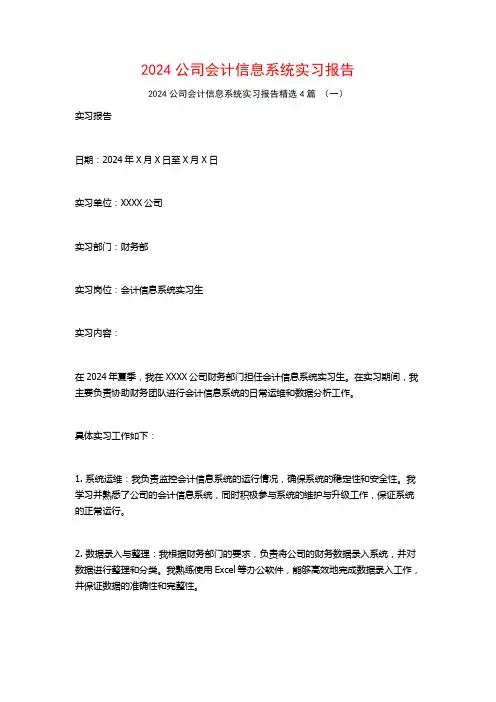 2024公司会计信息系统实习报告4篇