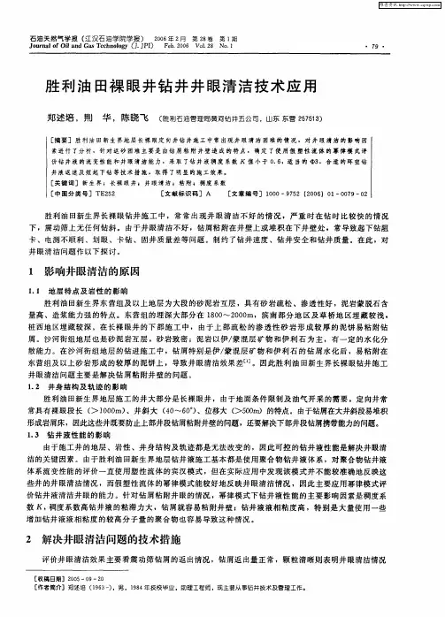 胜利油田裸眼井钻井井眼清洁技术应用