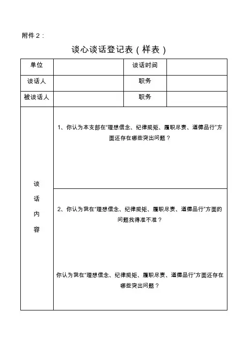 谈心谈话登记表
