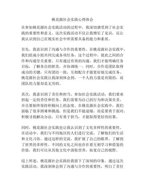 桃花源社会实践心得体会