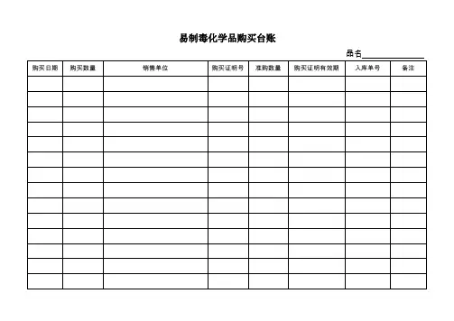 易制毒化学品单位台账样表