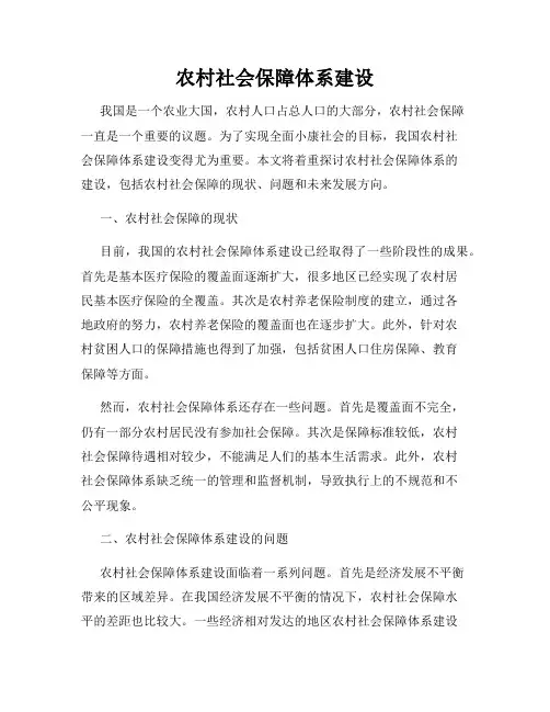 农村社会保障体系建设