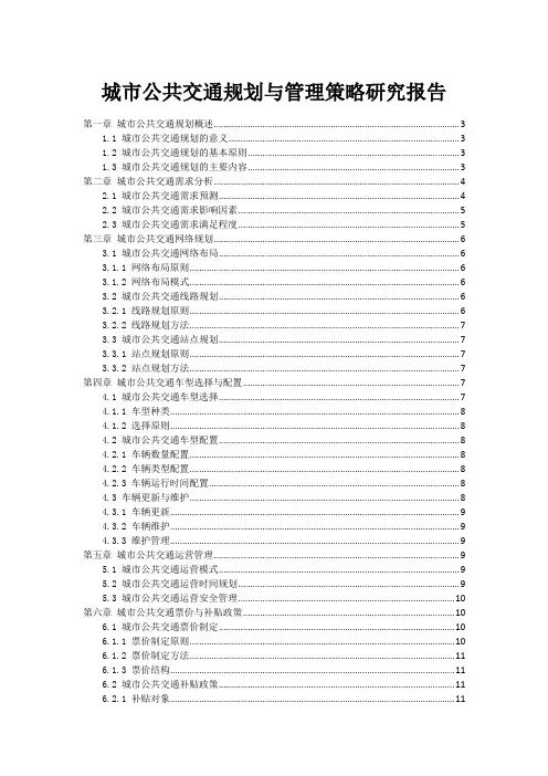 城市公共交通规划与管理策略研究报告
