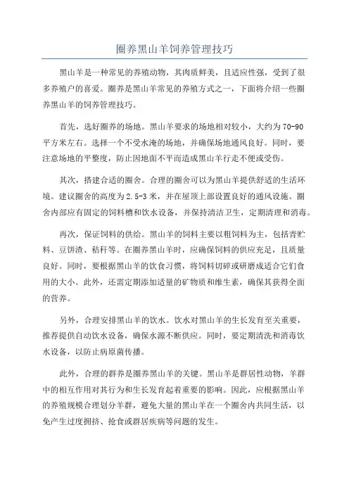 圈养黑山羊饲养管理技巧