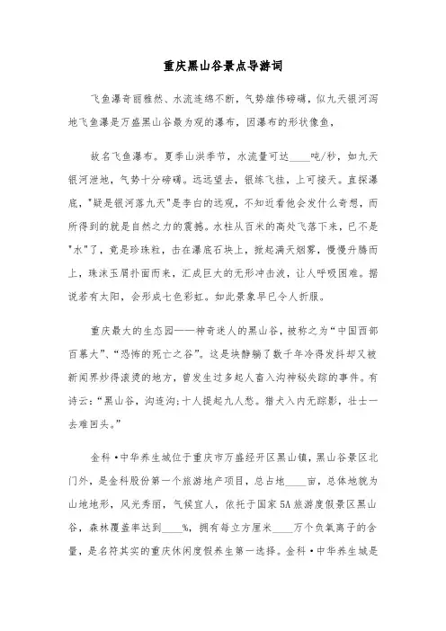 重庆黑山谷景点导游词（六篇）