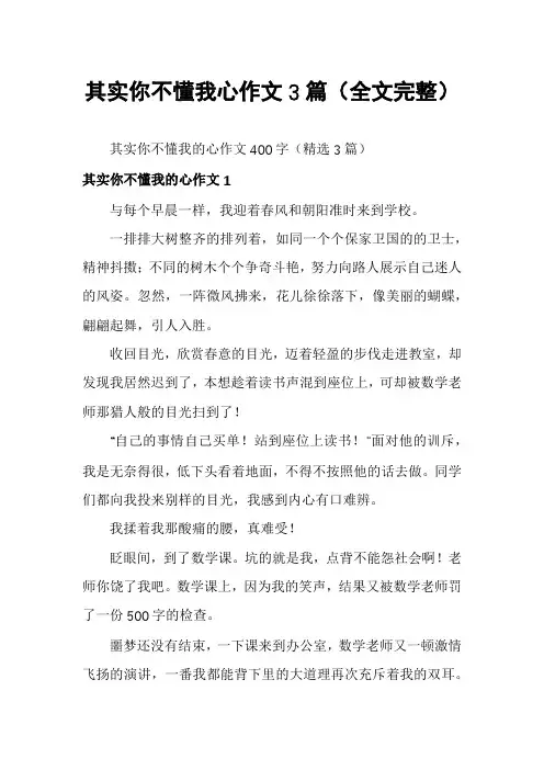 其实你不懂我心作文3篇