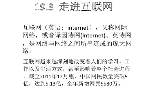 九年级物理沪粤版下册课件：19.3 走进互联网 (共13张PPT)