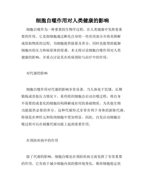 细胞自噬作用对人类健康的影响