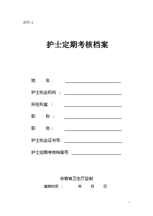 护士定期考核填写表-安徽