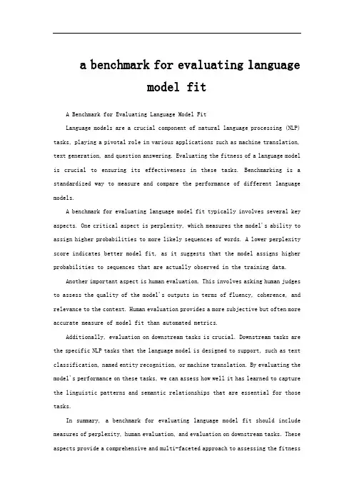 a benchmark for evaluating language model fit