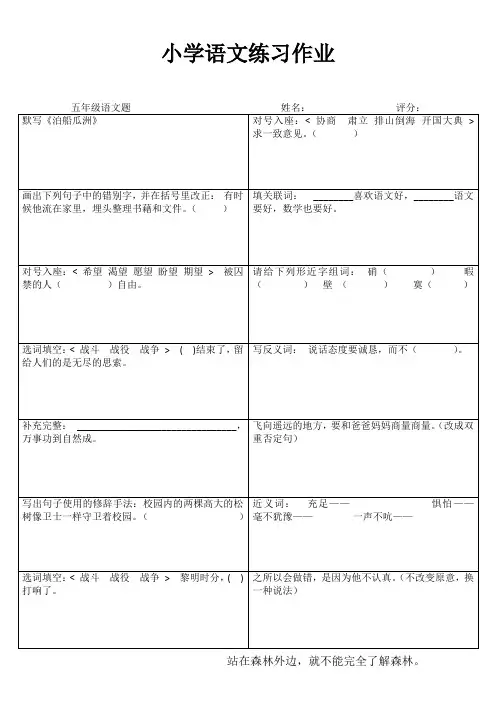 小学五年级语文精作细练I (50)