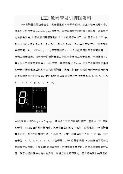LED数码管及引脚图详细资料