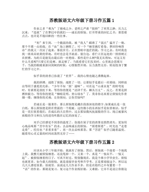 苏教版语文六年级下册习作五