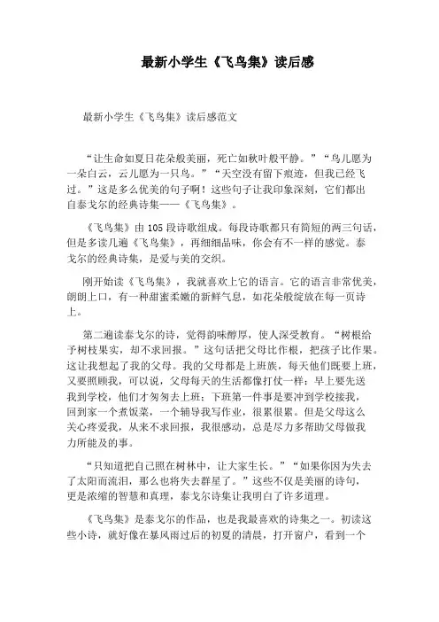 最新小学生《飞鸟集》读后感