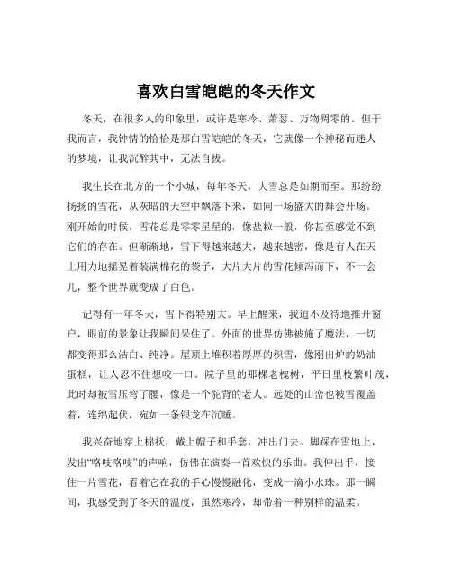 喜欢白雪皑皑的冬天作文