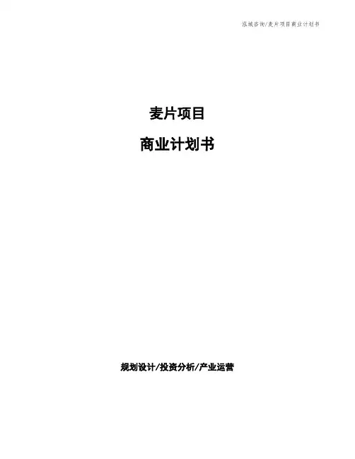 麦片项目商业计划书