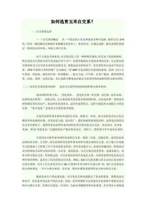 如何选育玉米自交系
