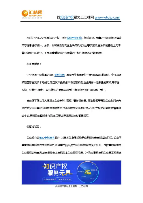 知识产权预警的三种不同状态的警报级别